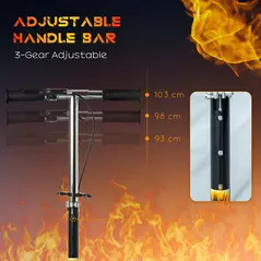 HOMCOM Kids Foldable Kick Scooter w/ Adjustable Height, Break, Big Wheels, for Ages 7-14 Years - Black - 4