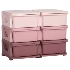 HOMCOM Kids Storage Unit, with Six Drawers - Pink - 1