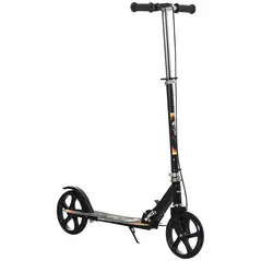 HOMCOM Kids Foldable Kick Scooter w/ Adjustable Height, Break, Big Wheels, for Ages 7-14 Years - Black - 1