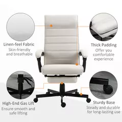Vinsetto Office Chair, Computer Desk Chair, Fabric Swivel Chair with Adjustable Height and Rolling Wheels for Home Office Work Study, Cream White - 7