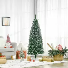 HOMCOM 5FT Tall Prelit Pencil Slim Artificial Christmas Tree with Realistic Branches, 250 Colourful LED Lights and 408 Tips, Xmas Decoration, Green - 8