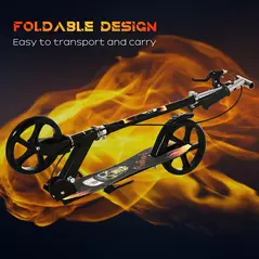 HOMCOM Kids Foldable Kick Scooter w/ Adjustable Height, Break, Big Wheels, for Ages 7-14 Years - Black - 5