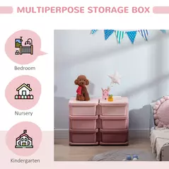 HOMCOM Kids Storage Unit, with Six Drawers - Pink - 5