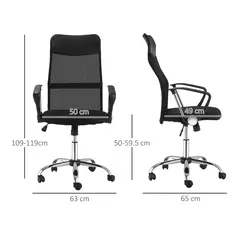 HOMCOM Ergonomic Office Chair Mesh Chair with Adjustable Height Tilt Function Black - 3