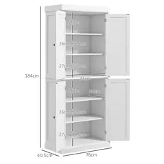 HOMCOM Freestanding Kitchen Cupboard with 4 Doors, Storage Cabinet with 6-Tier Shelving and 4 Adjustable Shelves, White - 3