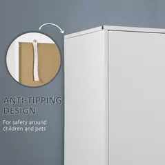 HOMCOM 2-Door Wardrobe with 2 Drawers, Hanging Rod and Anti-tipping Straps for Bedroom Clothes Storage Organisation, White - 5