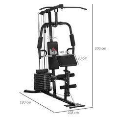 HOMCOM Multi-Exercise Gym Station, with 45kg Weight Stack, for Full Body Workout - 3