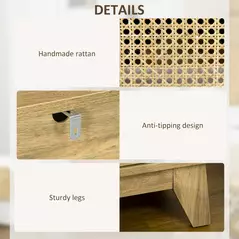 HOMCOM Narrow Rattan Nightstand, Side End Table with Shelf and Cupboard, 39cm x 35cm x 60cm, Natural - 6