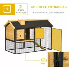 PawHut Outdoor Rabbit Hutch, with Run, Removable Tray, Asphalt Roof, 120 x 55.5 x 80cm - 5