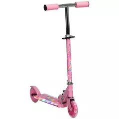 HOMCOM Kids Scooter, with Lights, Music, Adjustable Height, Foldable Frame, for Ages 3-7 Years - Pink - 1