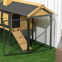 PawHut Outdoor Rabbit Hutch, with Run, Removable Tray, Asphalt Roof, 120 x 55.5 x 80cm - 8