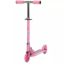 HOMCOM Kids Scooter, with Lights, Music, Adjustable Height, Foldable Frame, for Ages 3-7 Years - Pink - 8