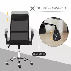 HOMCOM Ergonomic Office Chair Mesh Chair with Adjustable Height Tilt Function Black - 4