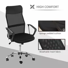 HOMCOM Ergonomic Office Chair Mesh Chair with Adjustable Height Tilt Function Black - 7