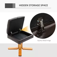 HOMCOM PU Leather Swivel Recliner Chair with Footstool, Wooden Base and Storage for Living Room, Brown - 5