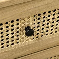 HOMCOM Storage Cabinet, 4-Drawer Unit with Rattan Element for Bedroom, Living Room, 80cmx35cmx95cm, Wood Effect - 9