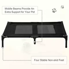 PawHut Large Raised Dog Bed Cat Elevated Lifted Cooling Portable Camping Basket Outdoor Indoor Mesh Pet Cot Metal Frame Black - 7