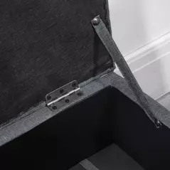 HOMCOM 30L Linen Storage Ottoman Padded Footstool with Rubberwood Legs for Storage Box, Bed End, Shoe Bench, Seating, Dark Grey - 8