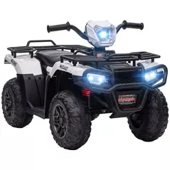 HOMCOM 12V Kids Quad Bike with Forward, Reverse Functions, Ride-On ATV w/ Music, LED, Headlights, for Ages 3-5 Years - White - 1