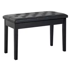 HOMCOM PU Leather Upholstered Piano Stool Makeup Stool Bench Dressing Table Seat with Storage 76x36x50cm, Black - 1