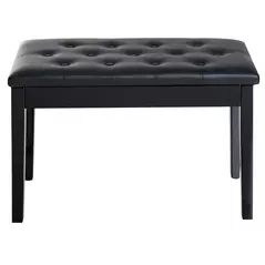 HOMCOM PU Leather Upholstered Piano Stool Makeup Stool Bench Dressing Table Seat with Storage 76x36x50cm, Black - 8