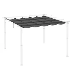 Outsunny Retractable Pergola Cover, 2.55 x 2.5 m Replacement Canopy Fabric for 3 x 3 m Frame, Roof Top Only, Dark Grey - 8