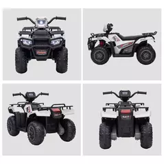 HOMCOM 12V Kids Quad Bike with Forward, Reverse Functions, Ride-On ATV w/ Music, LED, Headlights, for Ages 3-5 Years - White - 8