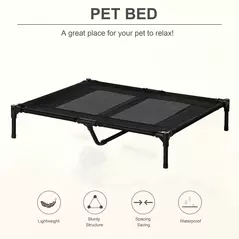 PawHut Large Raised Dog Bed Cat Elevated Lifted Cooling Portable Camping Basket Outdoor Indoor Mesh Pet Cot Metal Frame Black - 4