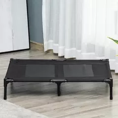 PawHut Large Raised Dog Bed Cat Elevated Lifted Cooling Portable Camping Basket Outdoor Indoor Mesh Pet Cot Metal Frame Black - 9