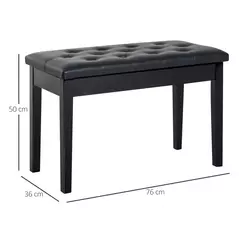 HOMCOM PU Leather Upholstered Piano Stool Makeup Stool Bench Dressing Table Seat with Storage 76x36x50cm, Black - 3
