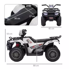 HOMCOM 12V Kids Quad Bike with Forward, Reverse Functions, Ride-On ATV w/ Music, LED, Headlights, for Ages 3-5 Years - White - 3