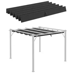 Outsunny Retractable Pergola Cover, 2.55 x 2.5 m Replacement Canopy Fabric for 3 x 3 m Frame, Roof Top Only, Dark Grey - 1