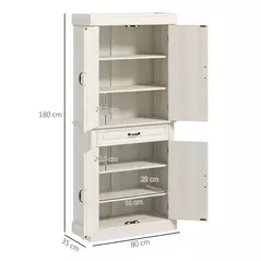 HOMCOM Tall Kitchen Cupboard, Kitchen Pantry Cabinet with Drawer, Shelves, Cream White - 3
