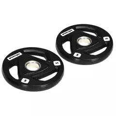SPORTNOW Two 5kg Olympic Weight Plates, Tri-Grip Rubber-Coated Barbell Weights, with 5cm Holes, for Home, Gym, Office - 1