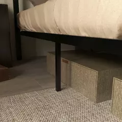 HOMCOM Industrial Double Bed Frame, 5FT Steel Bed Base with Headboard, Footboard, Slatted Support and Under Bed Storage, 142 x 195cm, Rustic Brown - 8