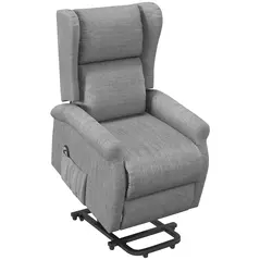 HOMCOM Power Lift Recliner Armchair, Electric Lift Chair for Elderly, Fabric Riser and Reclining Chair with Remote Control, Side Pockets, Extended Footrest, for Living Room, Grey - 1