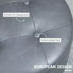 HOMCOM 360° Swivel Foot Stool Round PU Ottoman with Thick Sponge Padding and Solid Steel Base, Grey - 5