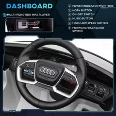 HOMCOM 12V Kids Electric Ride-On Car, with Remote Control, Lights, Music, Horn - White - 6