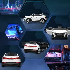 HOMCOM 12V Kids Electric Ride-On Car, with Remote Control, Lights, Music, Horn - White - 9