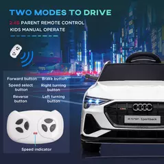 HOMCOM 12V Kids Electric Ride-On Car, with Remote Control, Lights, Music, Horn - White - 7