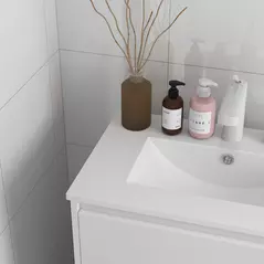 kleankin 600mm Bathroom Vanity Unit with Basin and Single Tap Hole, High Gloss White Floor Standing Bathroom Sink Unit with 2 Drawers for Cloakroom - 8