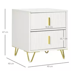 HOMCOM Elegant Chest of Two Drawers - White/Gold-Tone - 3