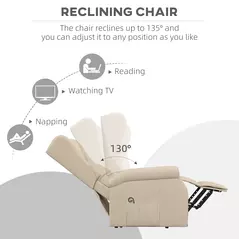 HOMCOM Power Lift Recliner Armchair, Electric Lift Chair for Elderly, Fabric Riser and Reclining Chair with Remote Control, Side Pockets, Extended Footrest, for Living Room, Beige - 5
