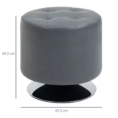 HOMCOM 360° Swivel Foot Stool Round PU Ottoman with Thick Sponge Padding and Solid Steel Base, Grey - 3