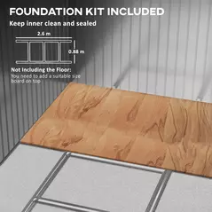 Outsunny 9 x 6ft Metal Garden Shed, Outdoor Storage Tool House with Ventilation Slots, Foundation Kit and Lockable Double Doors, Brown - 6