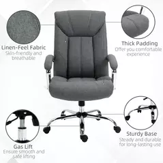 Vinsetto  Office Chair, Fabric Desk Chair, Padded Executive Chair with Adjustable Height, Swivel Wheels, Metal Star Base, Grey - 7
