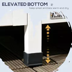 PawHut Wooden Cat House with Flower Pot, Windows, Multiple Entrances, Water-Resistant Roof for Outdoor - Grey - 7