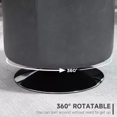 HOMCOM 360° Swivel Foot Stool Round PU Ottoman with Thick Sponge Padding and Solid Steel Base, Grey - 4