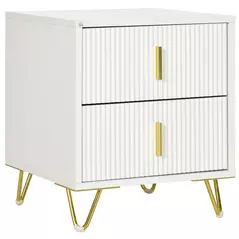 HOMCOM Elegant Chest of Two Drawers - White/Gold-Tone - 1