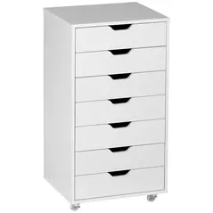 Vinsetto Seven-Drawer Filing Cabinet, with Wheels - White - 1